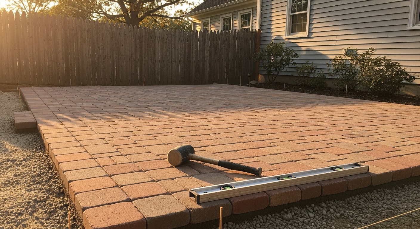 Professional hardscape patio and driveway installation